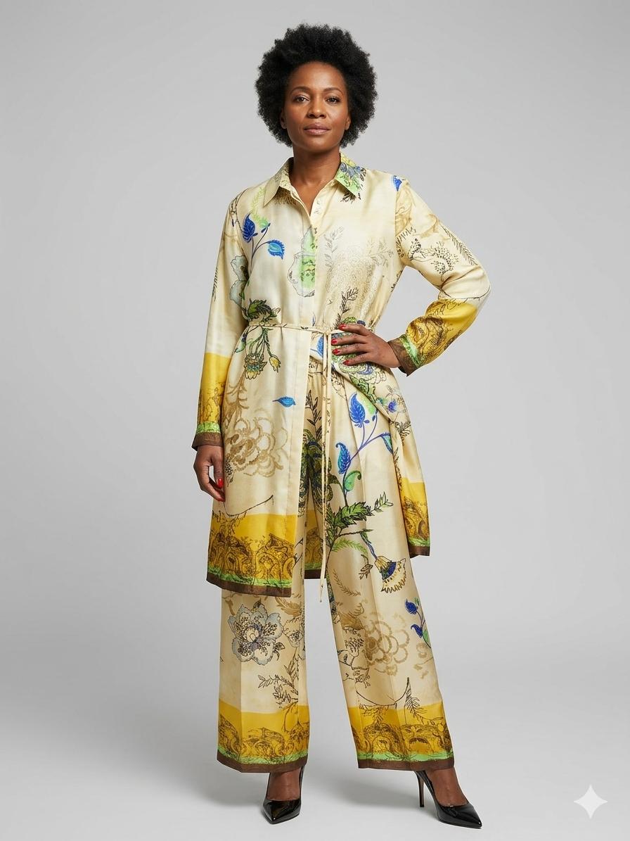 Blusa de Seda Gola Chinesa